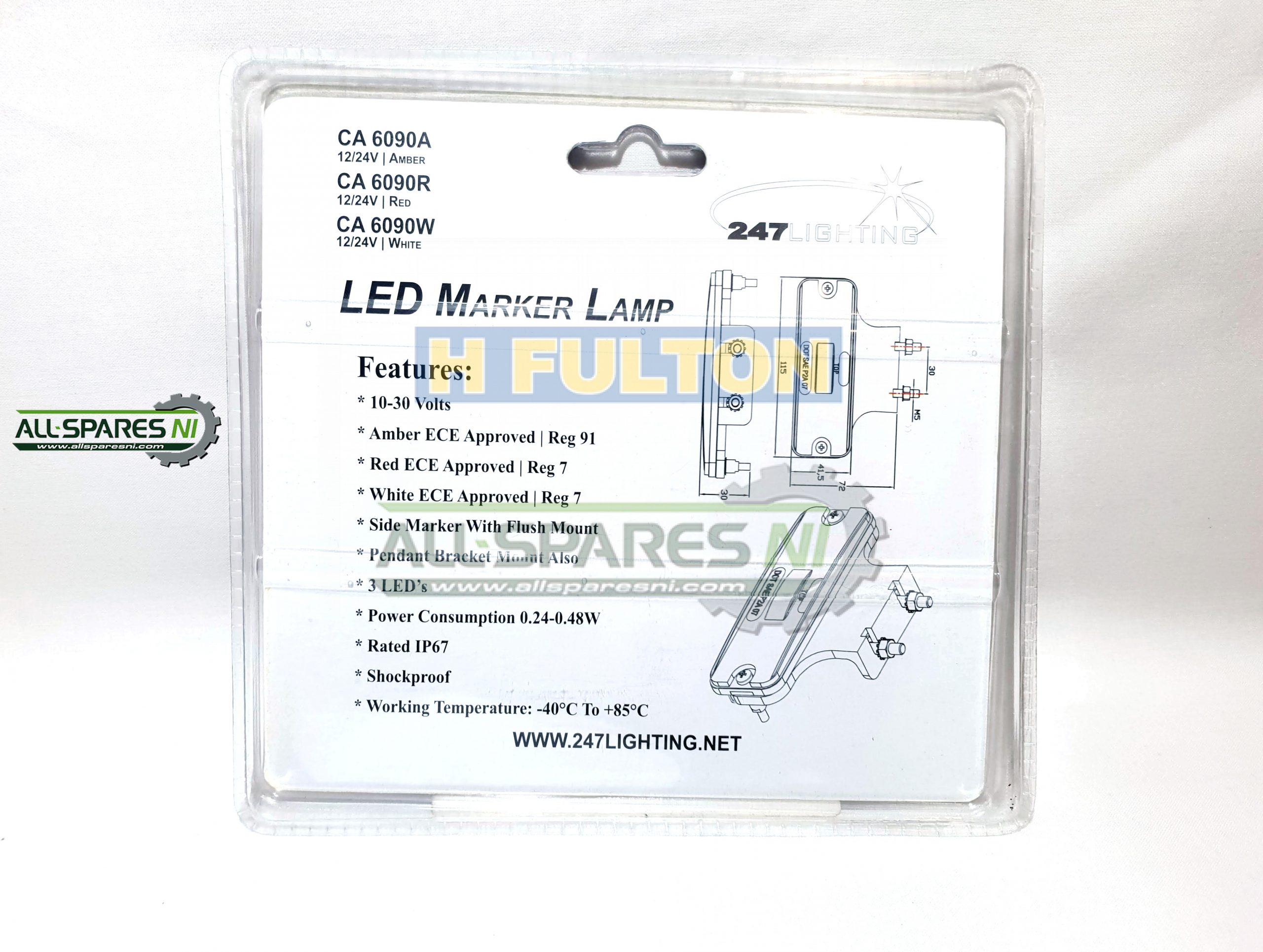 247 Lighting CA 6090W White LED Marker Lamp with Bracket